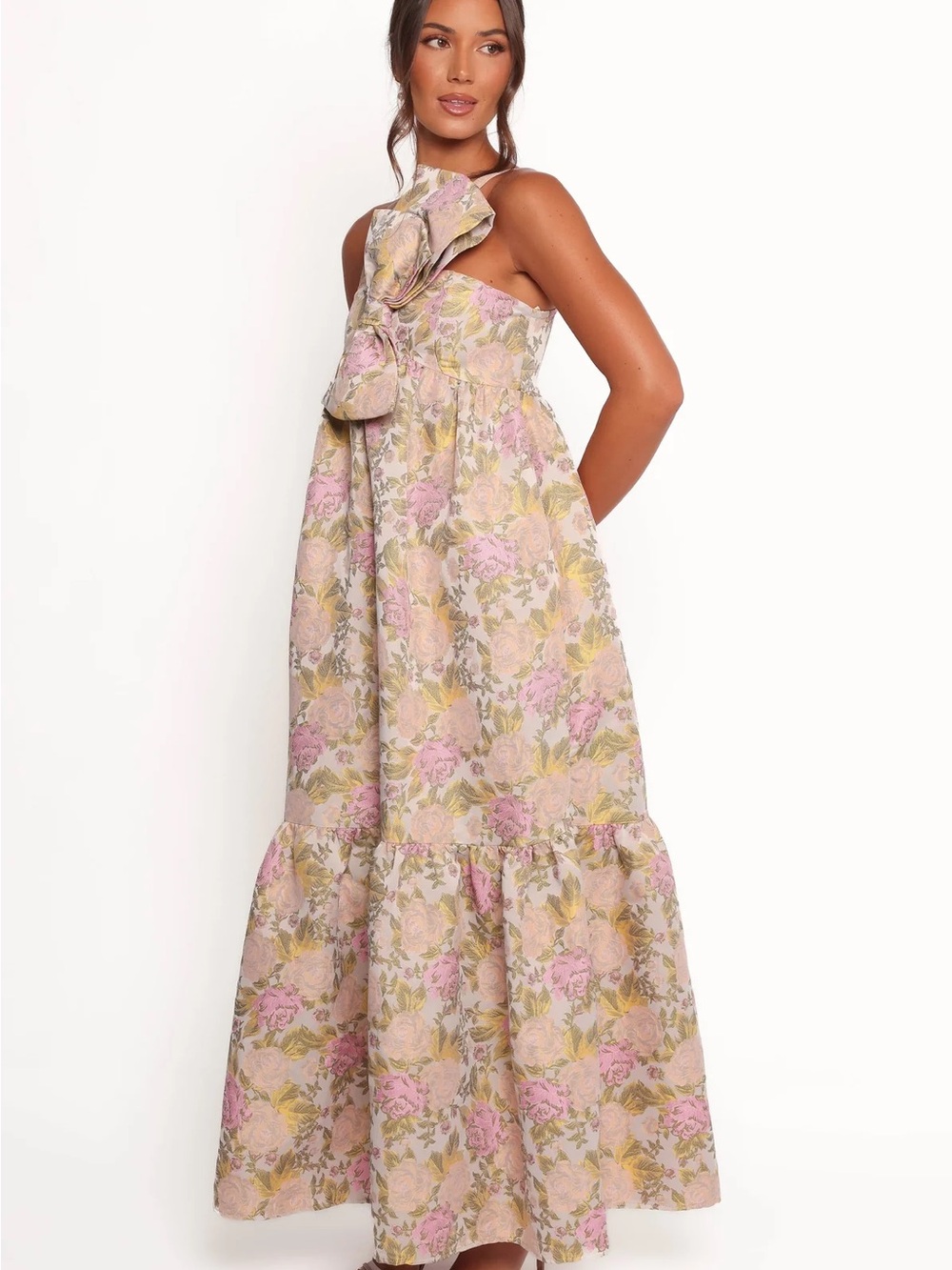 Petal & Pup Bettina Floral Bow Front One-Shoulder Maxi Dress - Picture 2 of 11